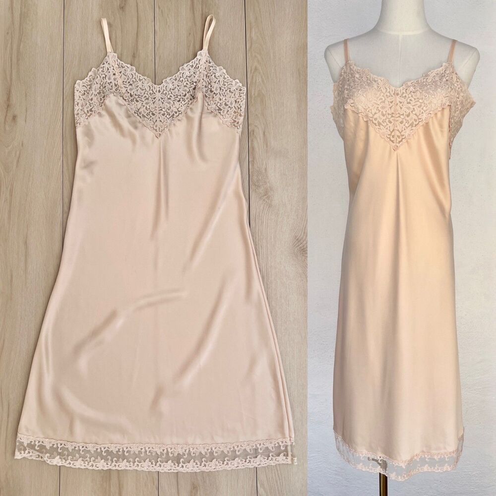Vintage 80s Wacoal Ivory Slip Dress Made in USA (Small) / Underwear as Outerwear